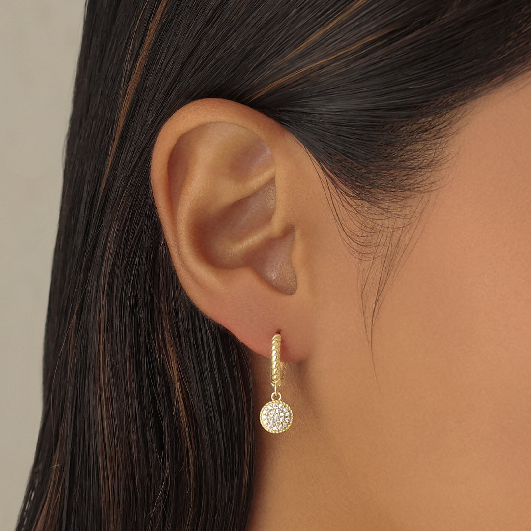 Twisted Round Plate Drop Earrings