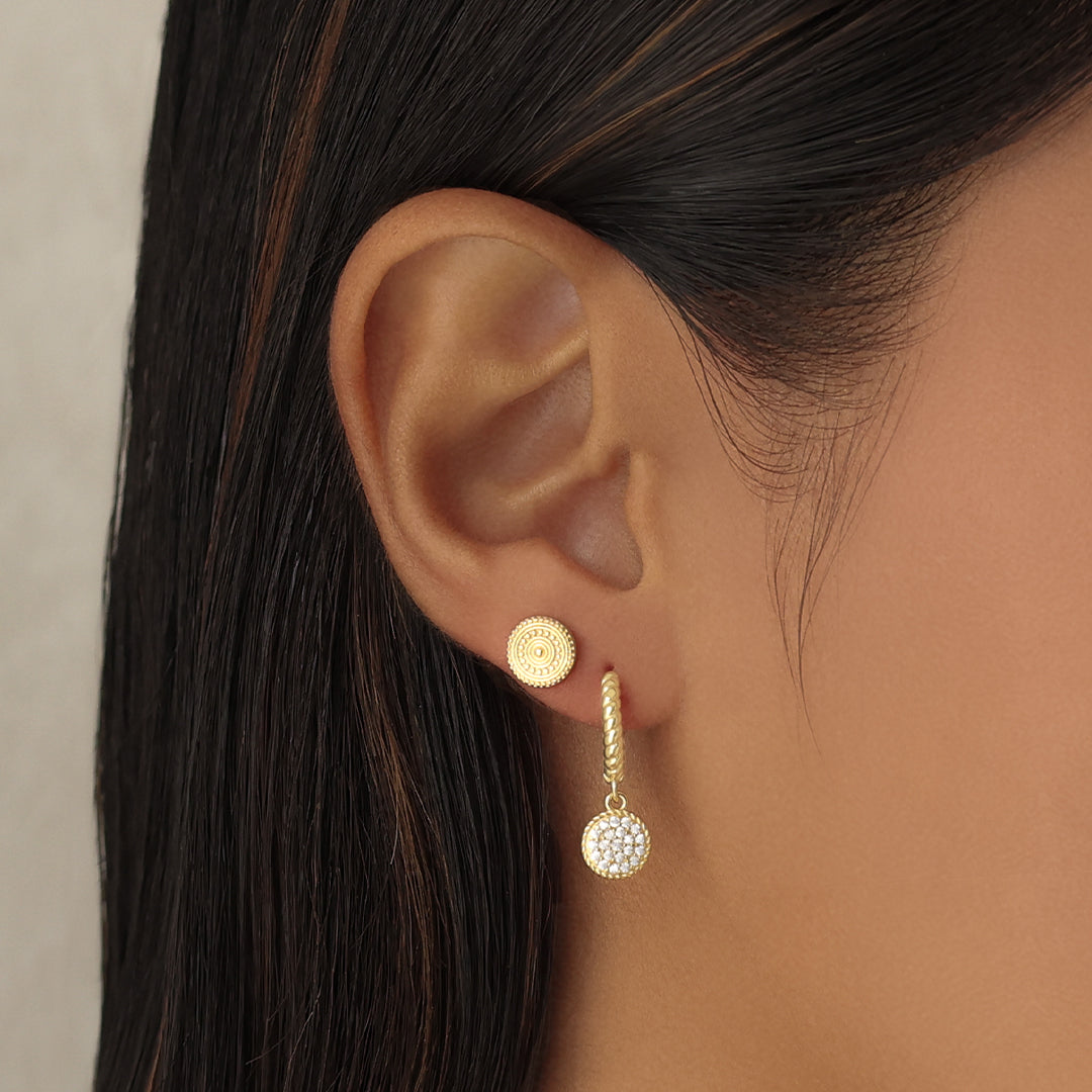 Twisted Round Plate Drop Earrings