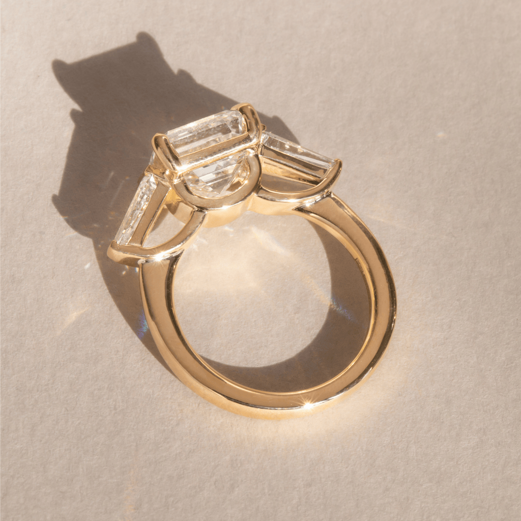 Three Stone-Asscher Lab Grown Diamond Engagement Ring