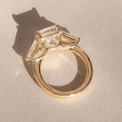 Three Stone-Asscher Lab Grown Diamond Engagement Ring