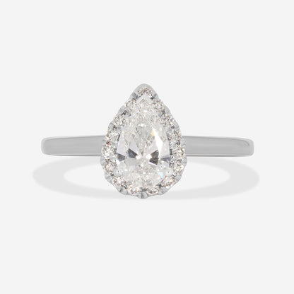 Halo-1.0 CT Pear Lab Grown Diamond Engagement Ring