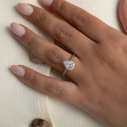 Halo-1.0 CT Pear Lab Grown Diamond Engagement Ring