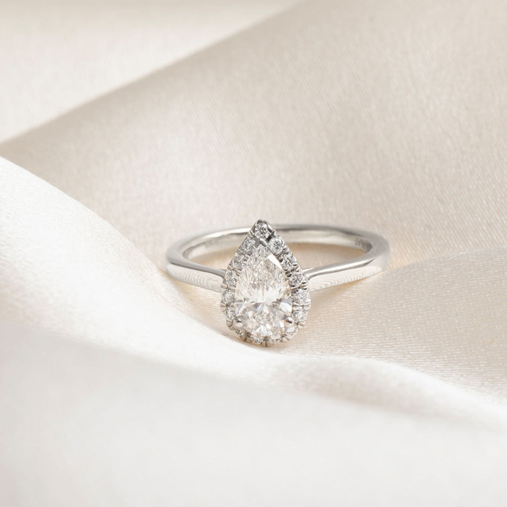 Halo-1.0 CT Pear Lab Grown Diamond Engagement Ring