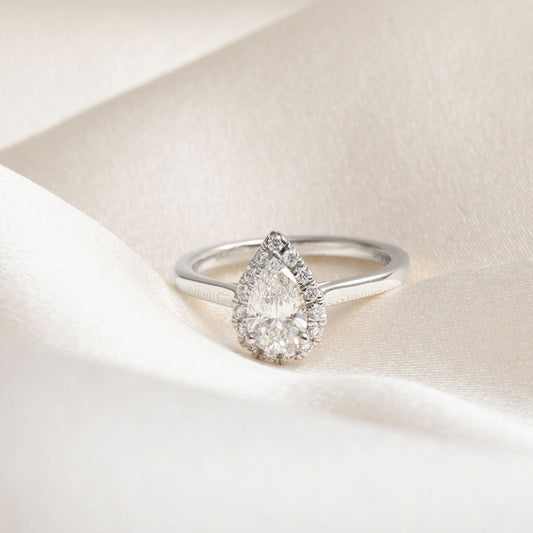 Halo-1.0 CT Pear Lab Grown Diamond Engagement Ring