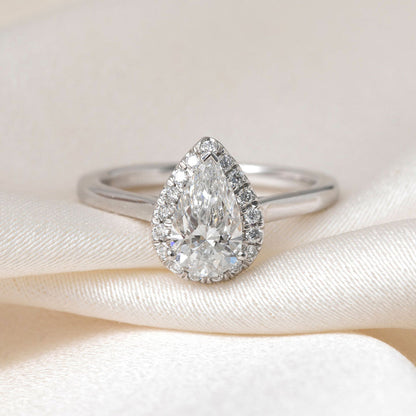 Halo-1.0 CT Pear Lab Grown Diamond Engagement Ring