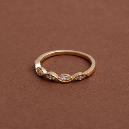 Curved- 0.25 CT Marquise Lab Grown Diamond Wedding Band