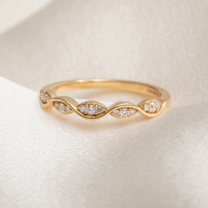 Curved- 0.25 CT Marquise Lab Grown Diamond Wedding Band