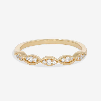 Curved- 0.25 CT Marquise Lab Grown Diamond Wedding Band