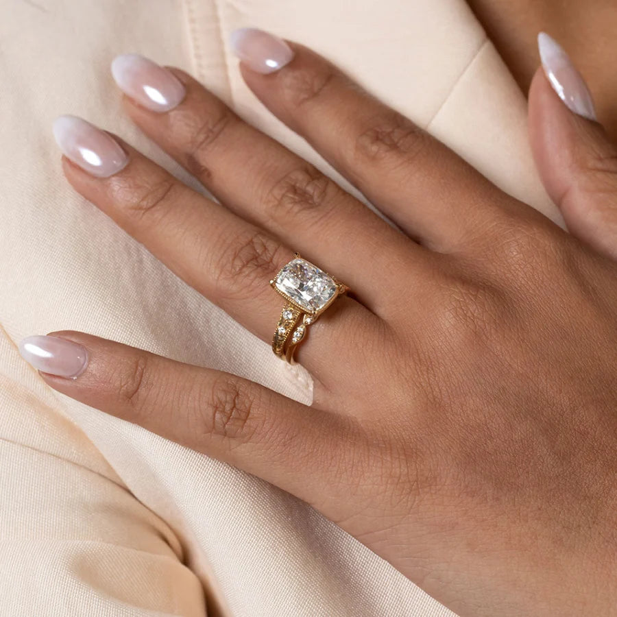 Curved- 0.25 CT Marquise Lab Grown Diamond Wedding Band
