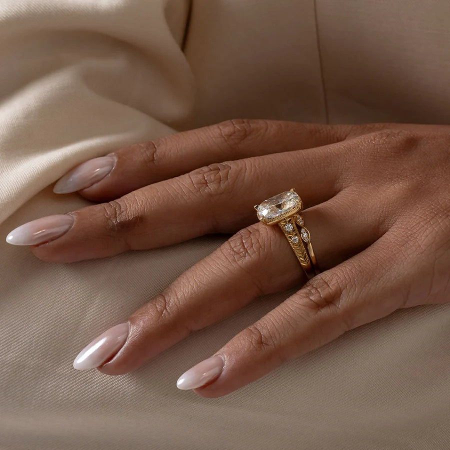 Curved- 0.25 CT Marquise Lab Grown Diamond Wedding Band