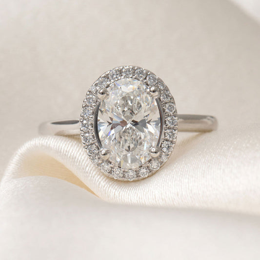 Halo-2.0 CT Oval Lab Grown Diamond Engagement Ring