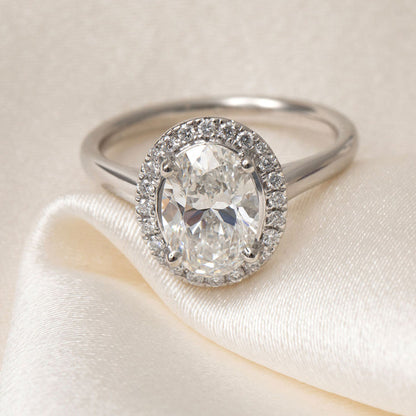Halo-2.0 CT Oval Lab Grown Diamond Engagement Ring