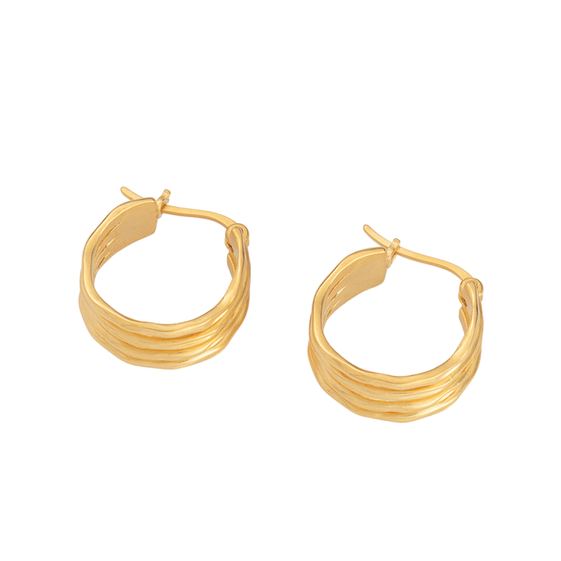 Layered Botanica Huggie Gold Earrings 3