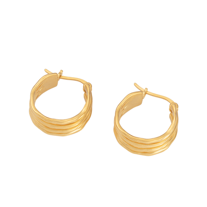 Layered Botanica Huggie Gold Earrings 3