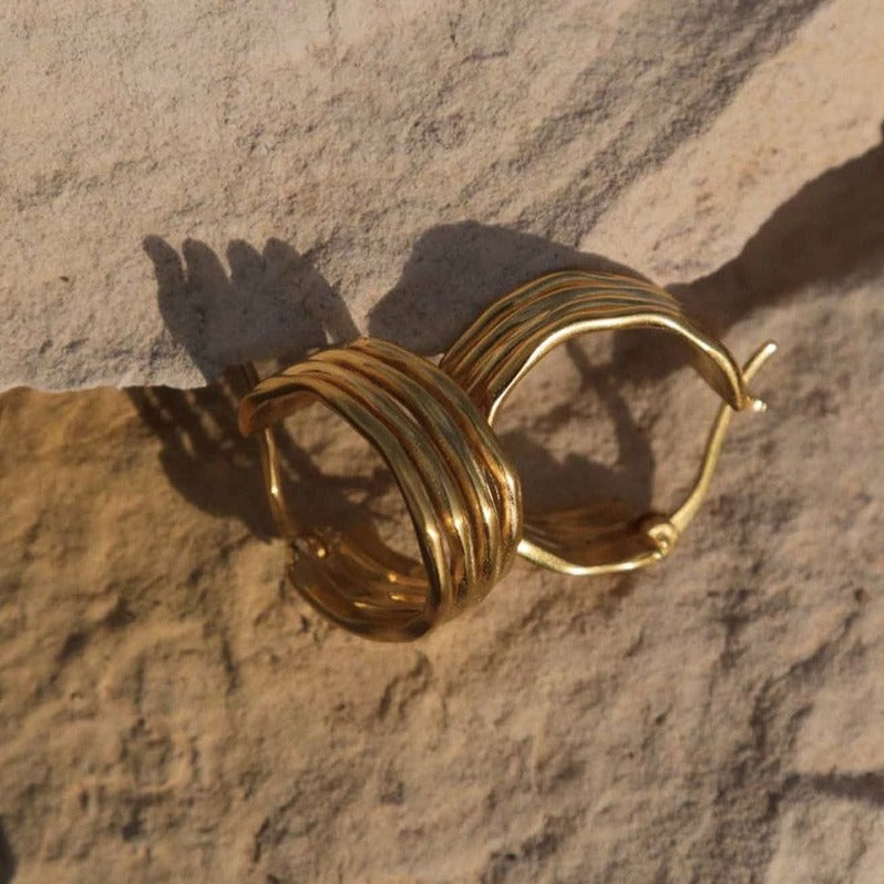 Layered Botanica Huggie Gold Earrings 4