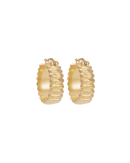 Elegant Gold Ribbed Hoop Earrings 9