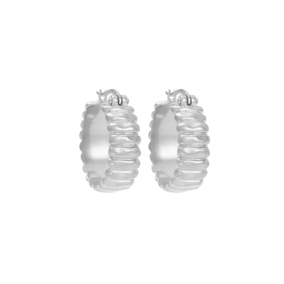Elegant Gold Ribbed Hoop Earrings 2
