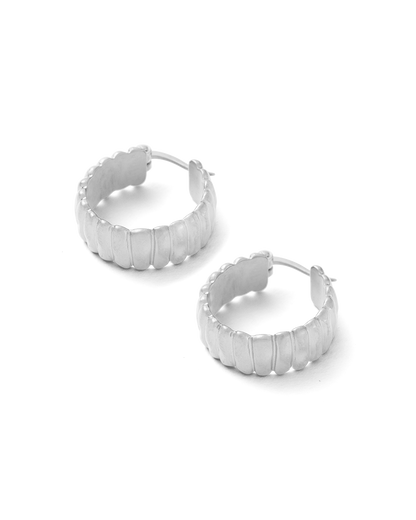 Elegant Gold Ribbed Hoop Earrings 6