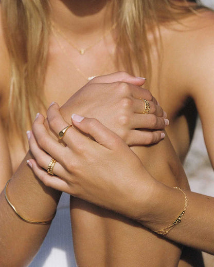 Celestial Gold Crescent Wedding Band 4