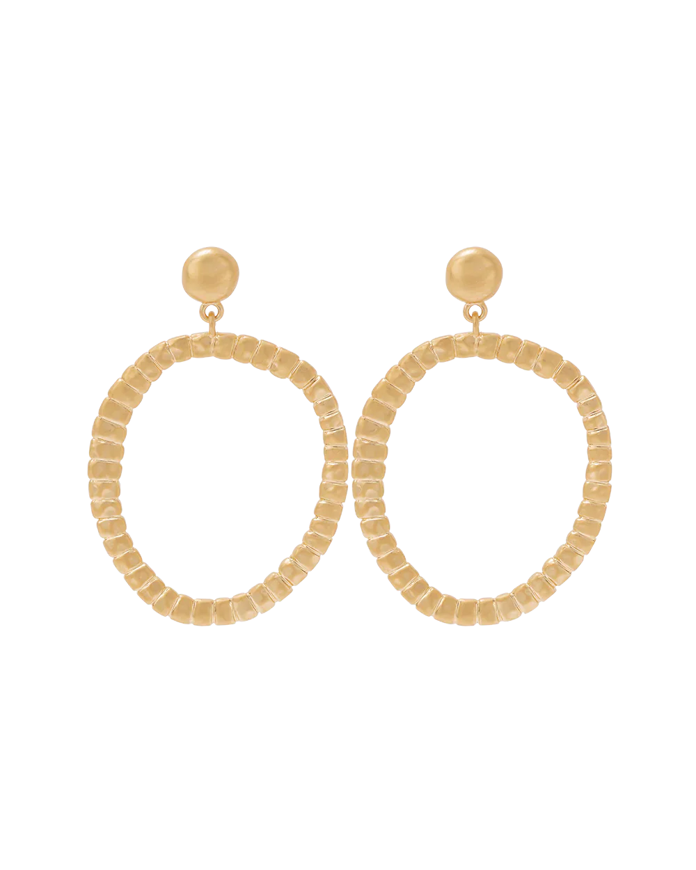 Golden Textured Circle Hoop Earrings