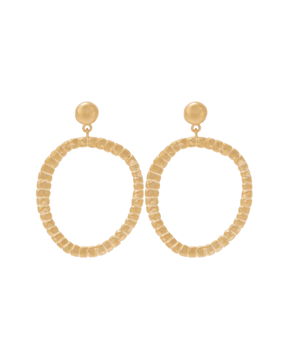 Golden Textured Circle Hoop Earrings 1