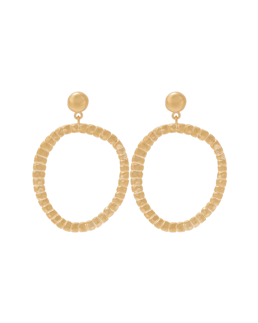 Golden Textured Circle Hoop Earrings