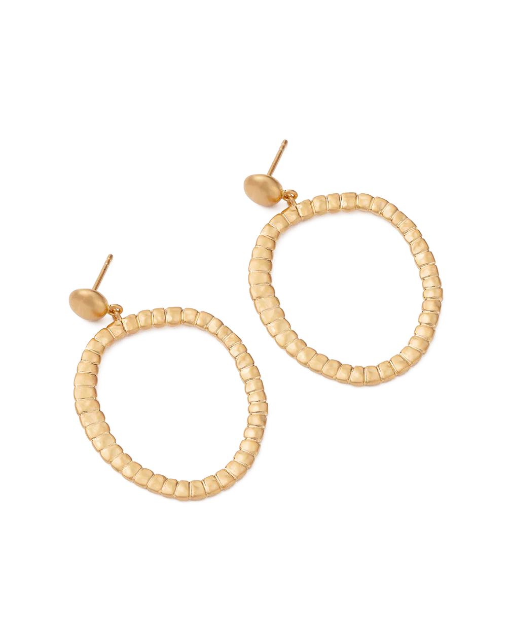 Golden Textured Circle Hoop Earrings 3