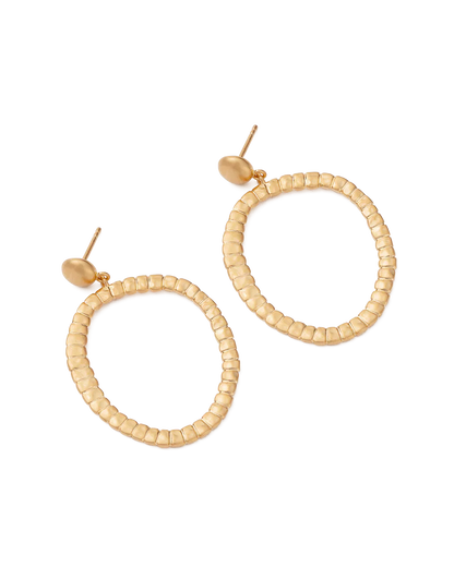 Golden Textured Circle Hoop Earrings 3