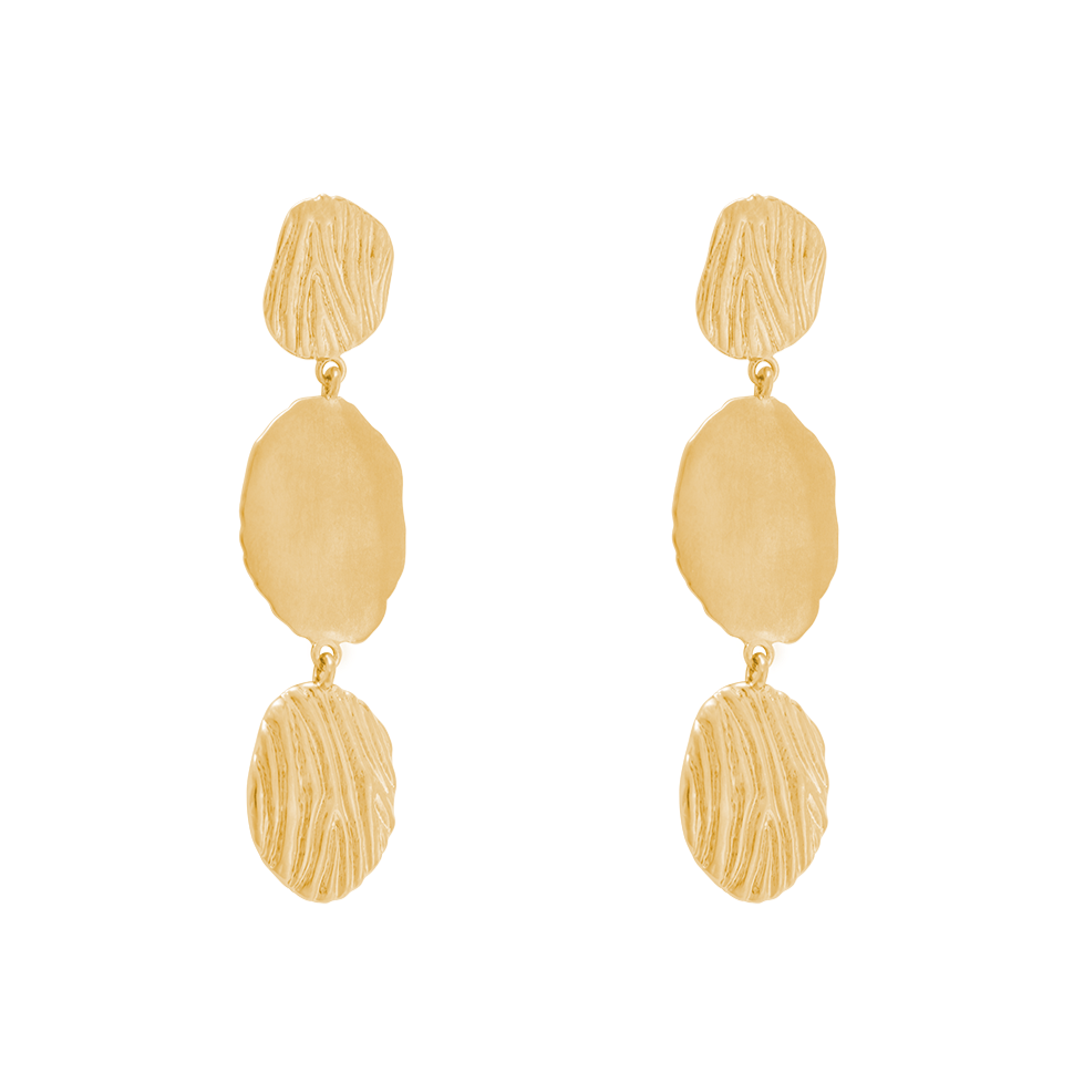 Golden Trio Textured Statement Earrings