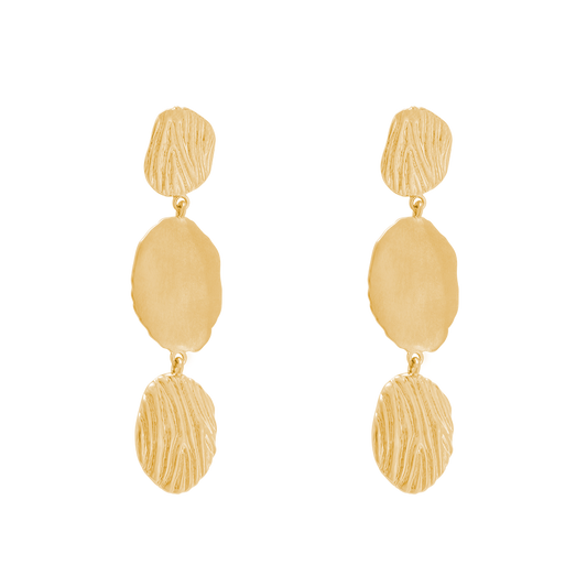 Golden Trio Textured Statement Earrings