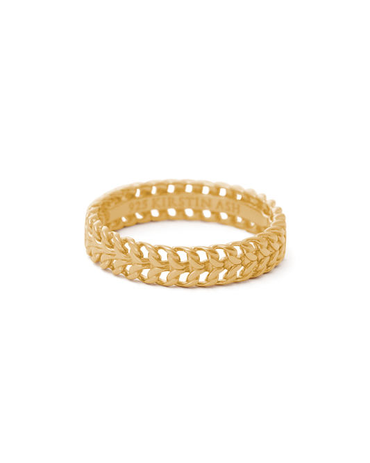 Golden Braided Elegance Wedding Band