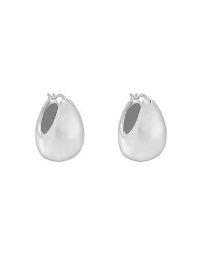 Stylish Sculpted Silver Medium Hoops 4