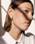 Load image into Gallery viewer, Stylish Sculpted Silver Medium Hoops
