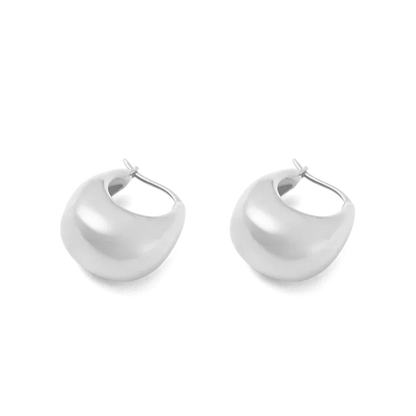 Stylish Sculpted Silver Medium Hoops 1