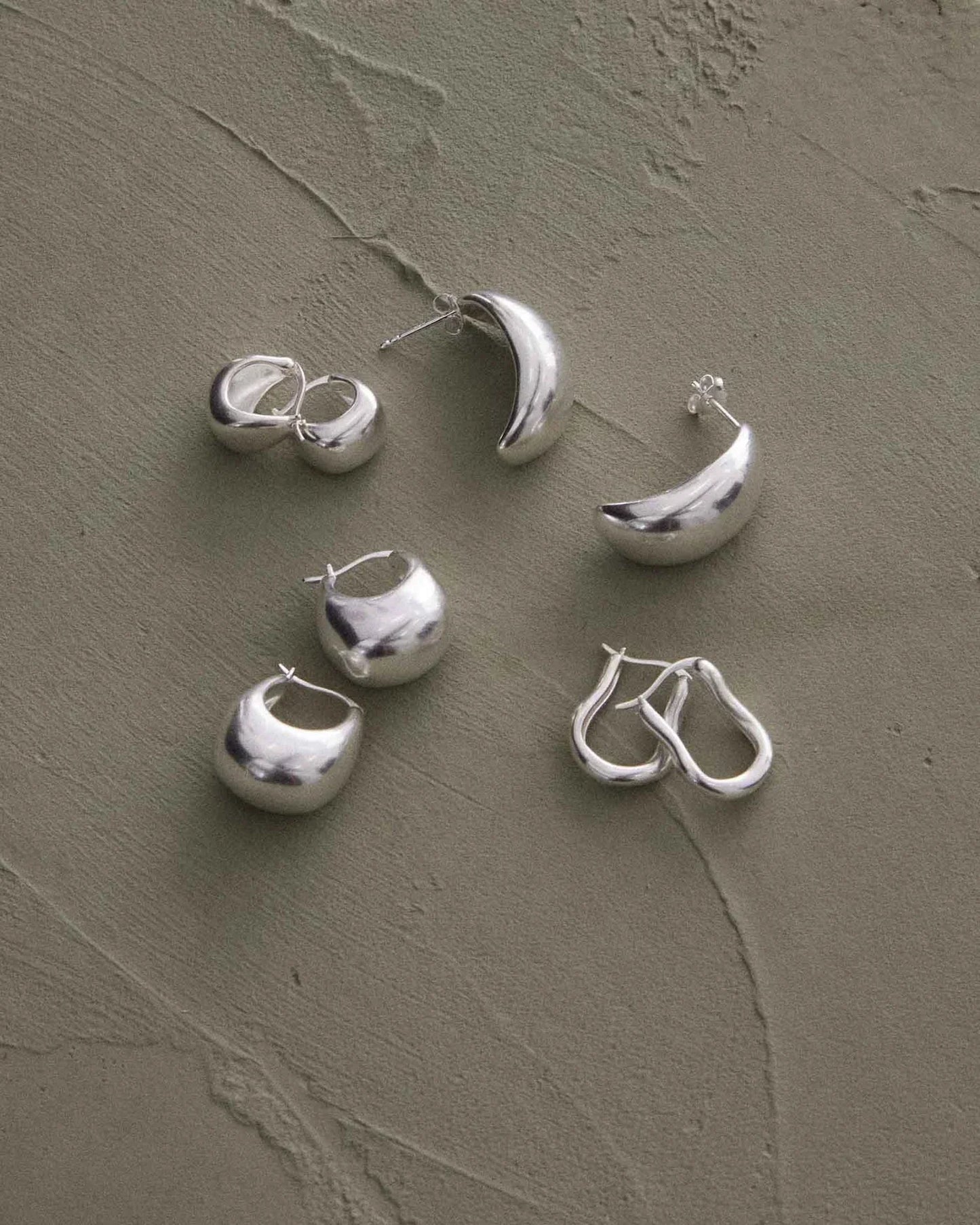 Elegant Sculpted Silver Hoops 5