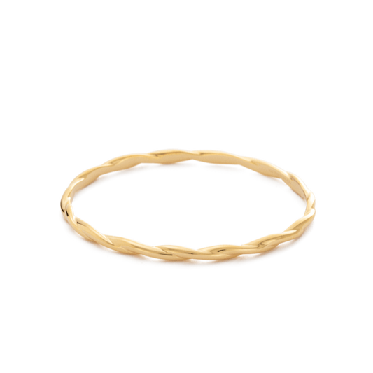 Elegant Wave Textured Gold Bangle Bracelet