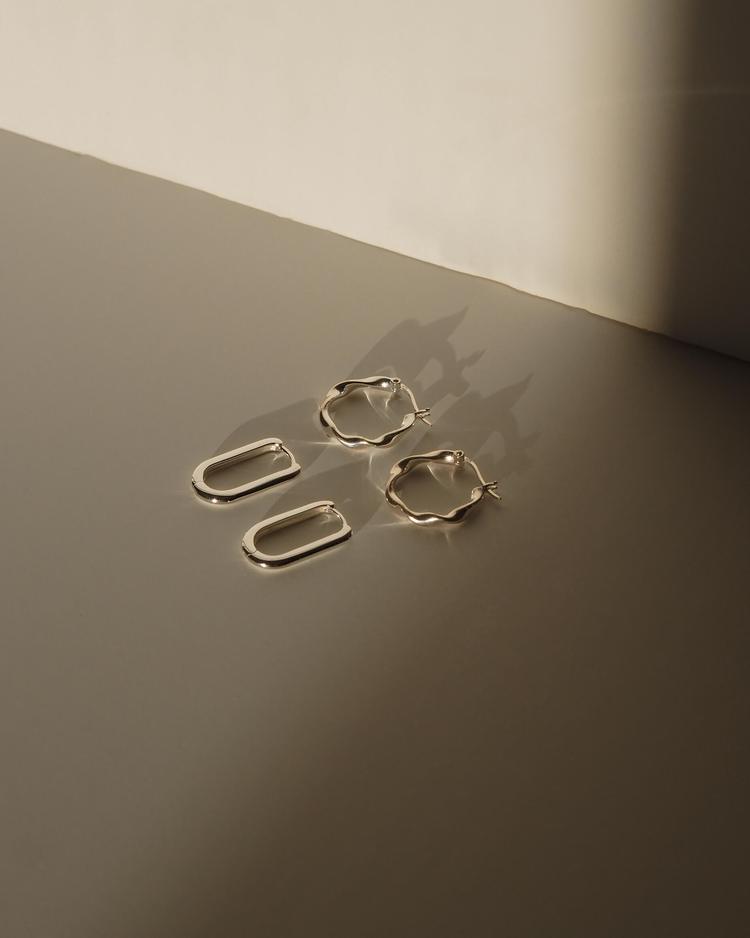 Silver Wave Textured Huggie Hoops Earrings 4