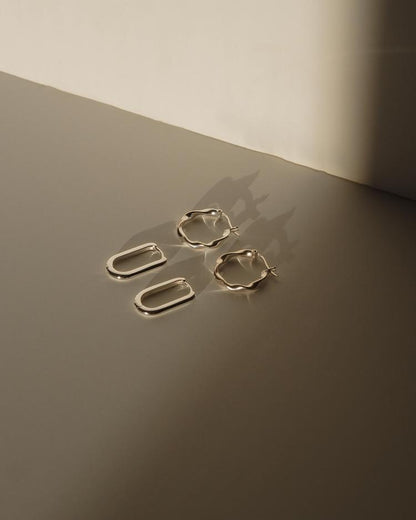 Silver Wave Textured Huggie Hoops Earrings 4
