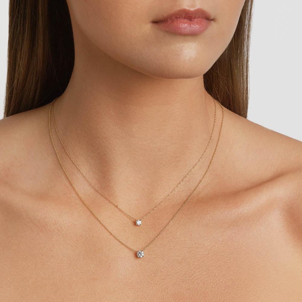 Radiant 0.50 CT Round Lab-Grown Diamond Solitaire Necklace in Gold 9