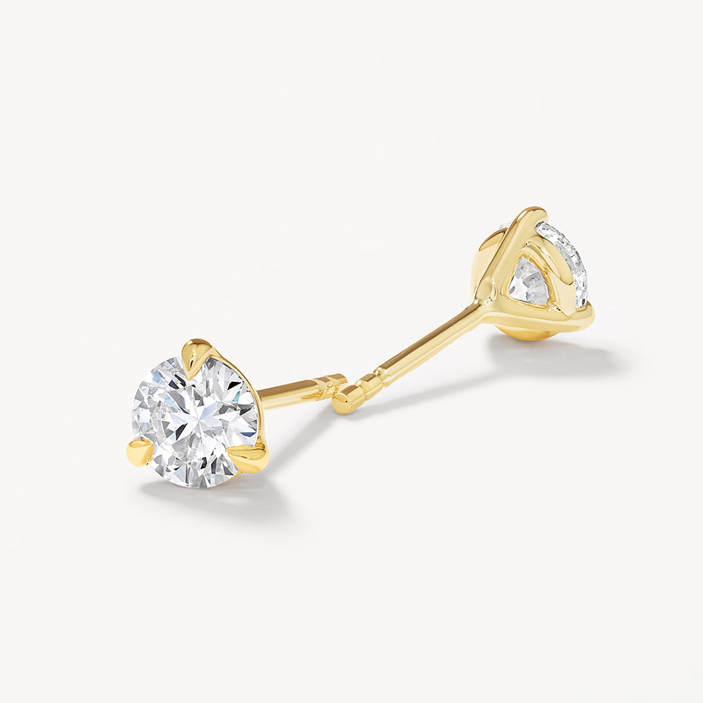 0.75 CT Round Lab Grown Diamond Solitaire Stud Earrings in Gold 3