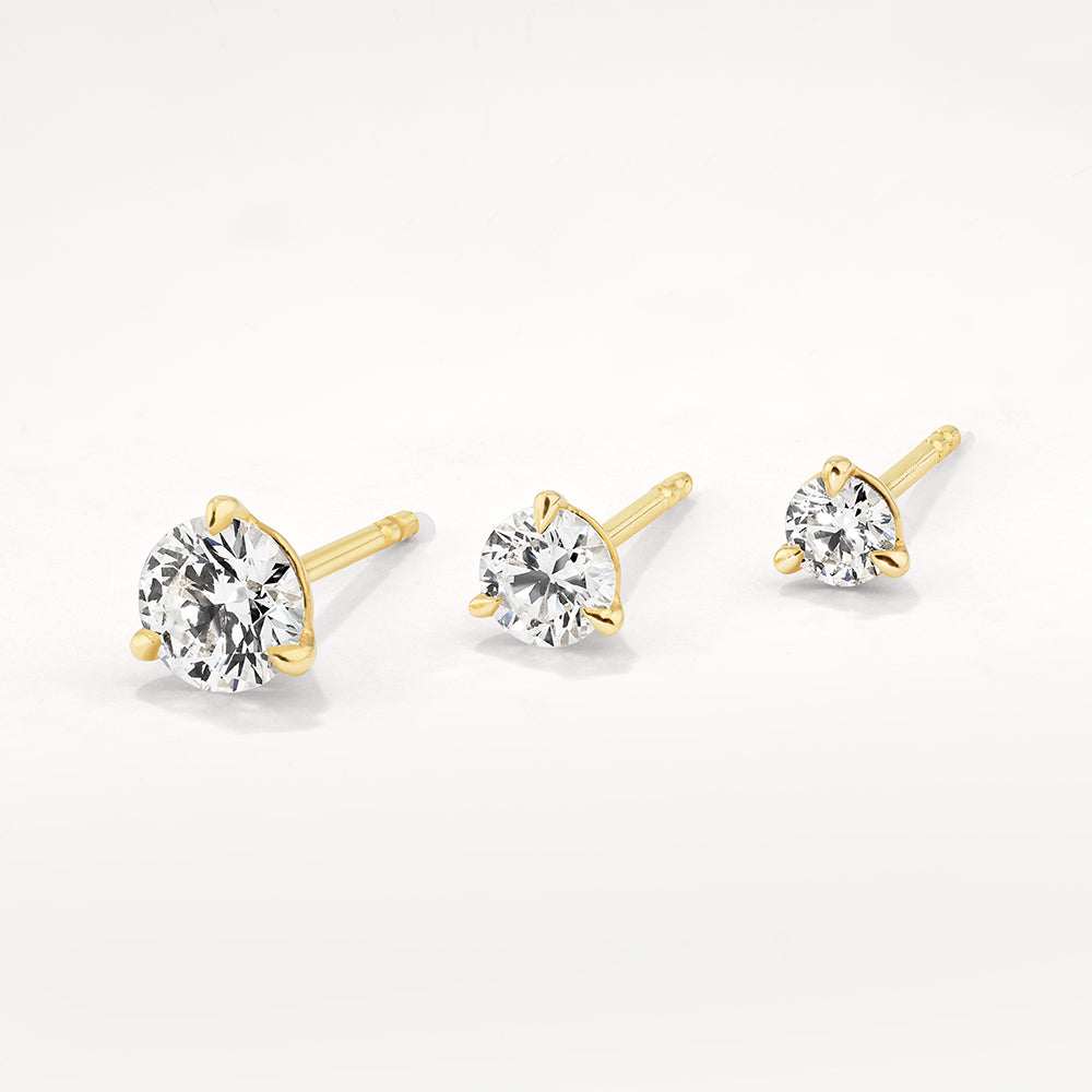 0.75 CT Round Lab Grown Diamond Solitaire Stud Earrings in Gold 8