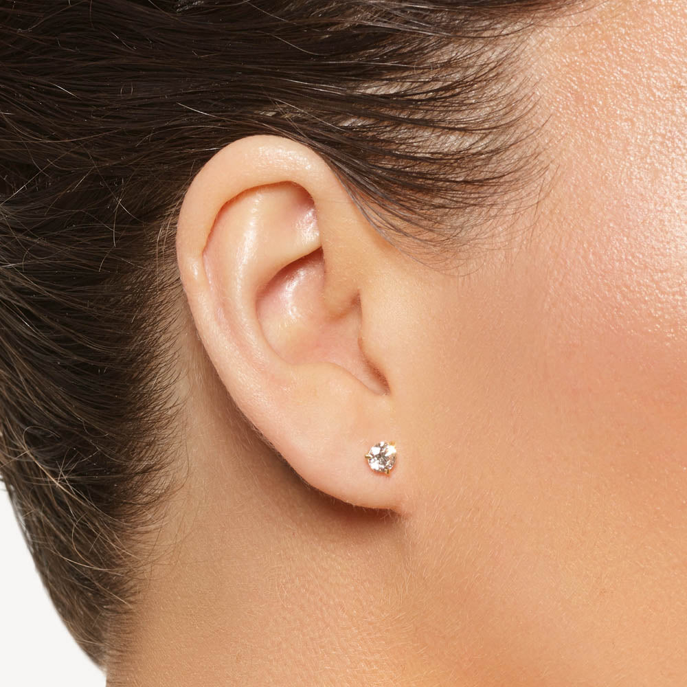 0.75 CT Round Lab Grown Diamond Solitaire Stud Earrings in Gold 2