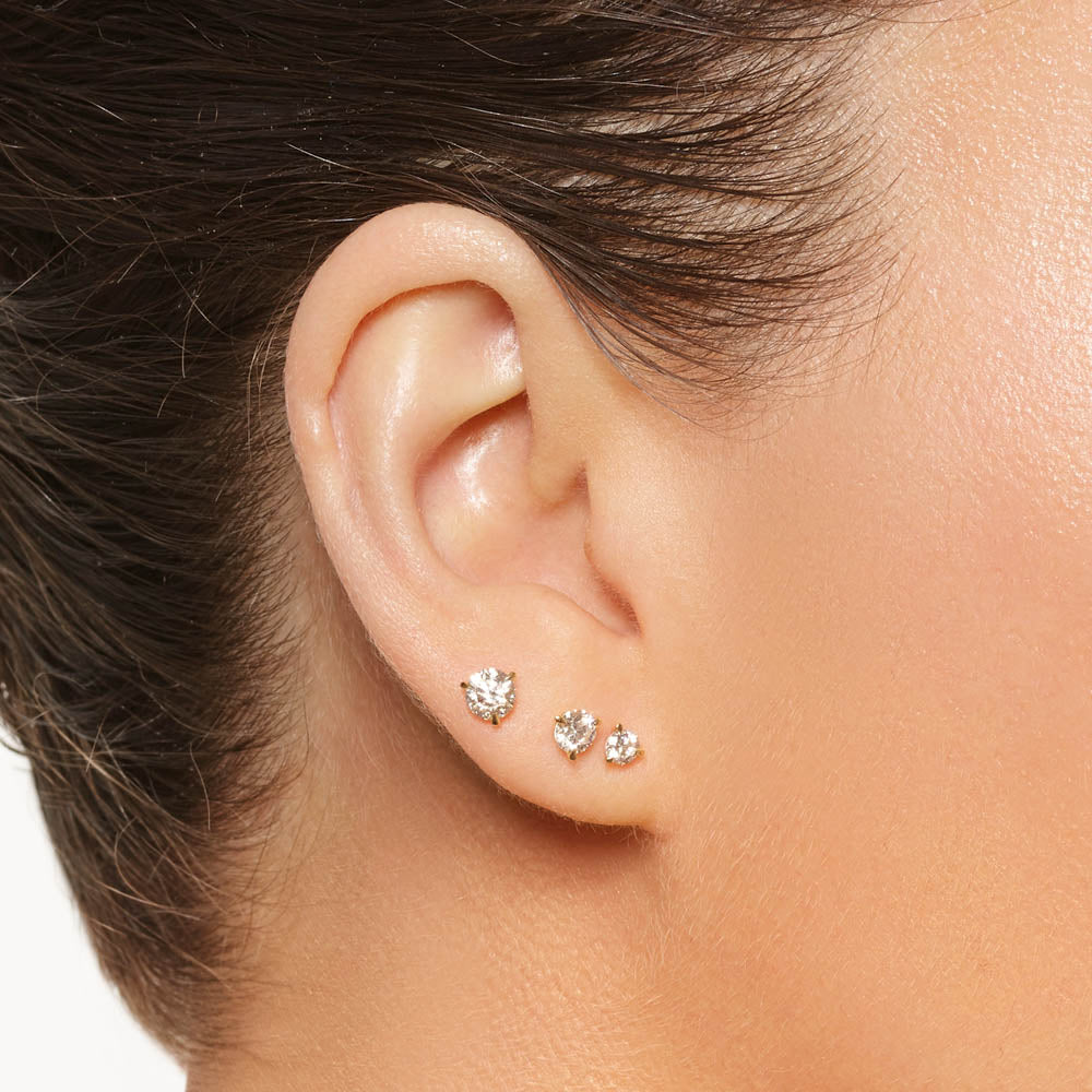 0.75 CT Round Lab Grown Diamond Solitaire Stud Earrings in Gold 6