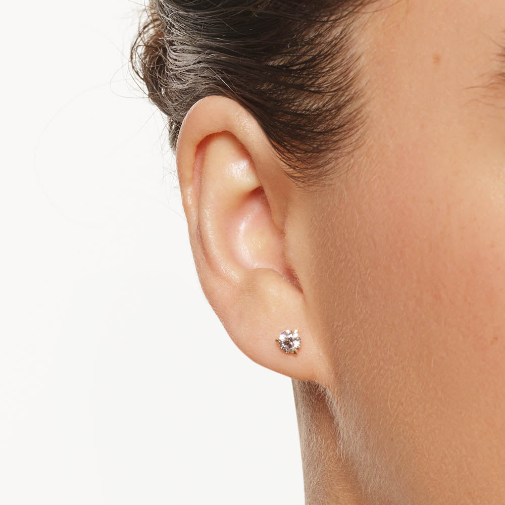 0.75 CT Round Lab Grown Diamond Solitaire Stud Earrings in Gold 5