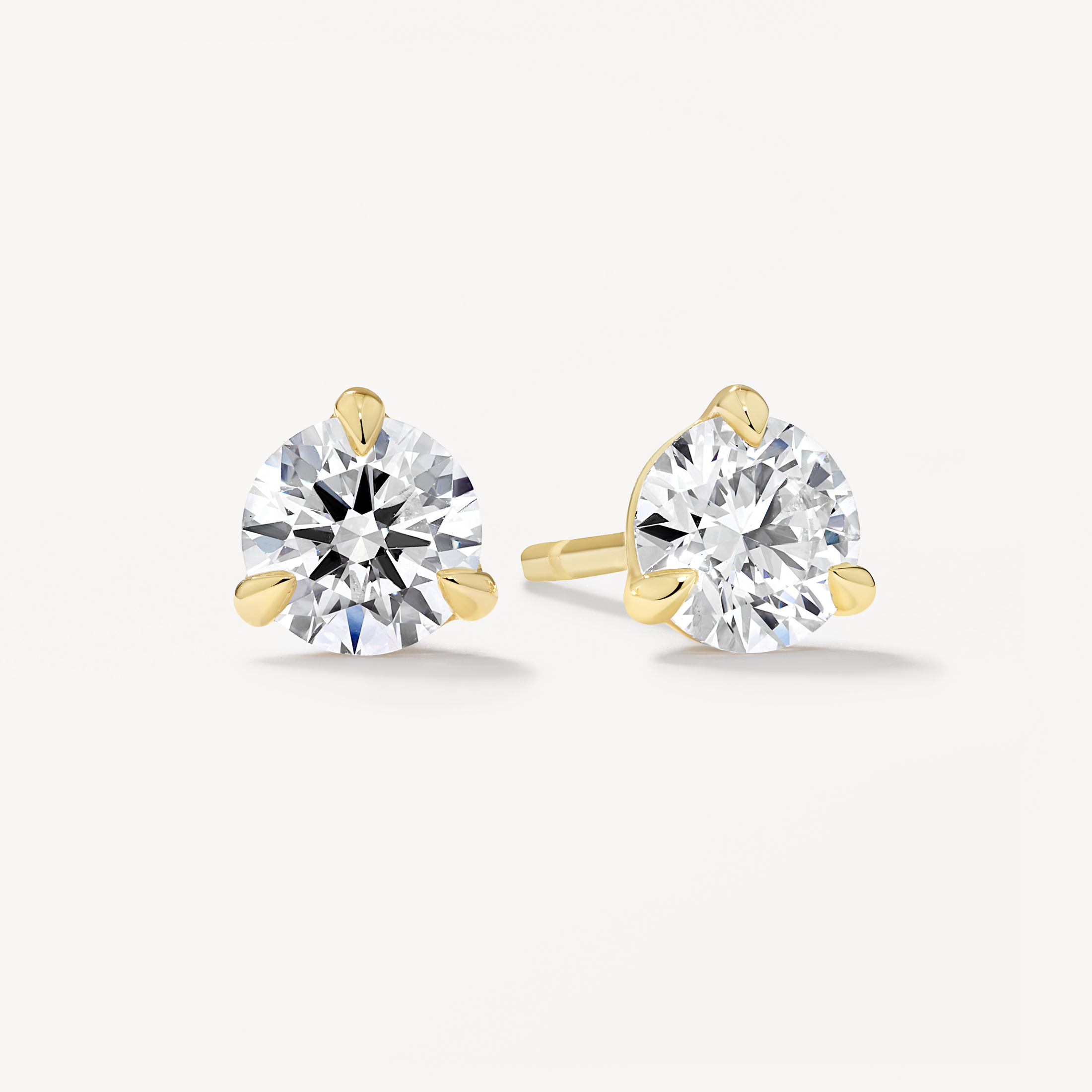 0.75 CT Round Lab Grown Diamond Solitaire Stud Earrings in Gold