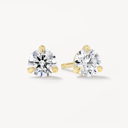 0.75 CT Round Lab Grown Diamond Solitaire Stud Earrings in Gold 1