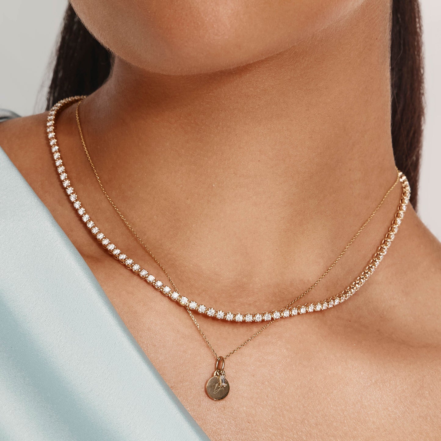 4.0 TCW Round Lab Grown Diamond Gold Tennis Necklace 2