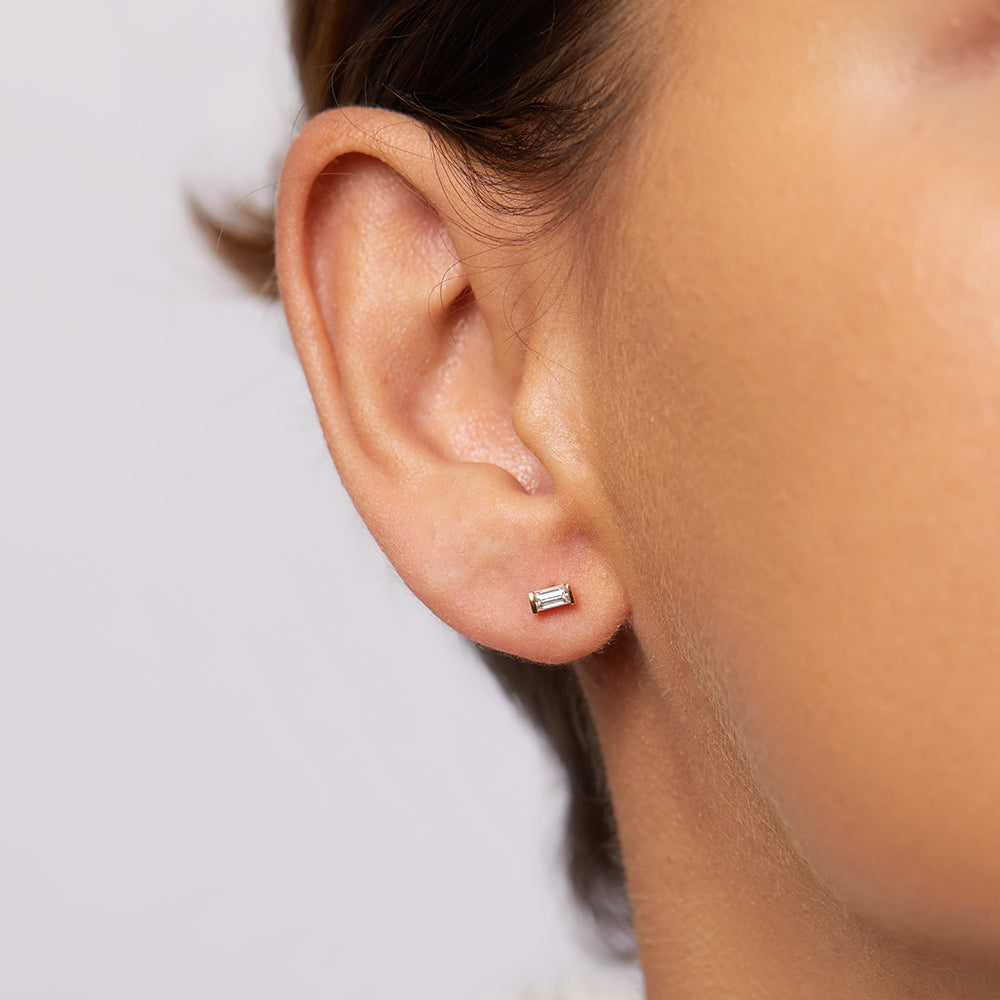 Elegant 0.22 TCW Baguette Lab-Grown Diamond Stud Earrings 7