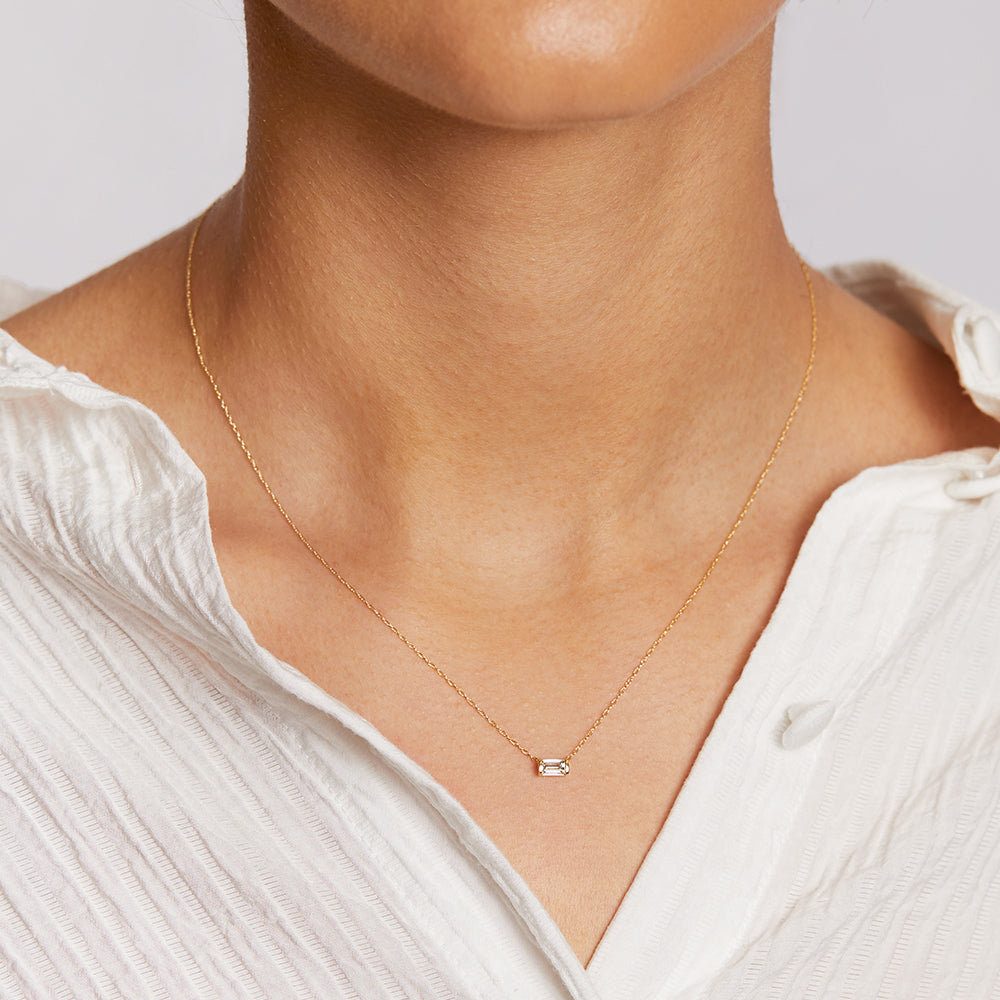 Emerald-Cut 0.20 TCW Lab Grown Diamond Solitaire Necklaces 8