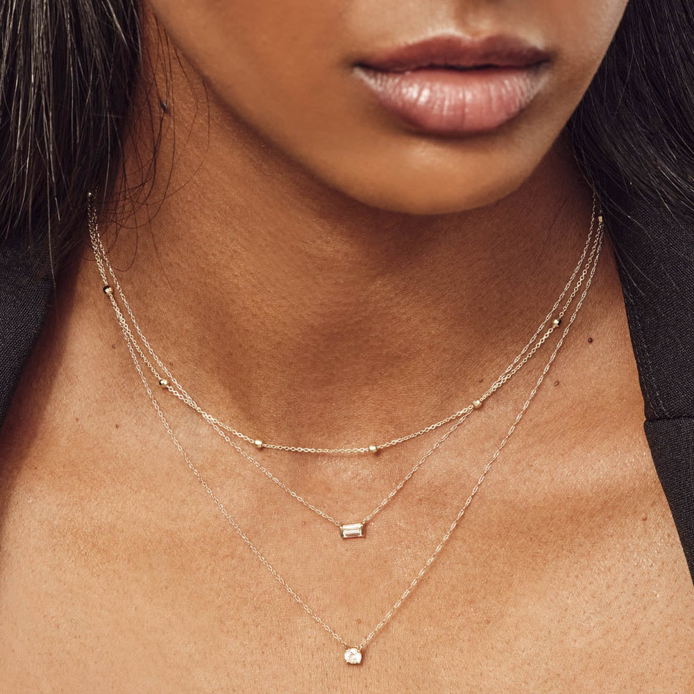 Emerald-Cut 0.20 TCW Lab Grown Diamond Solitaire Necklaces 7